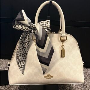 Coach Signature Print Silk Skinny Scarf